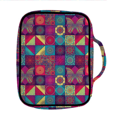 Bohemian Patchwork Pattern Print Front Pocket Bible Bag