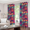 Bohemian Patchwork Pattern Print Grommet Curtains