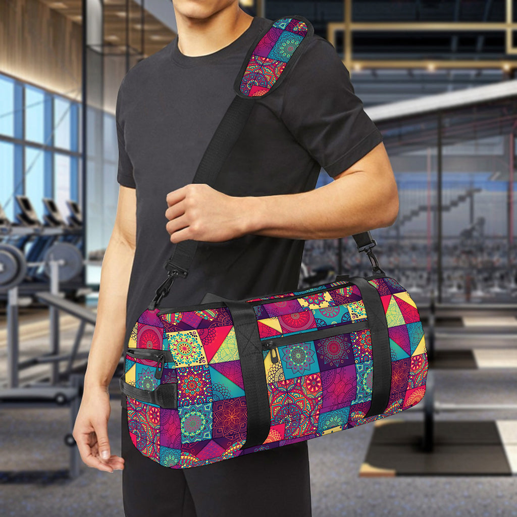 Bohemian Patchwork Pattern Print Gym Bag