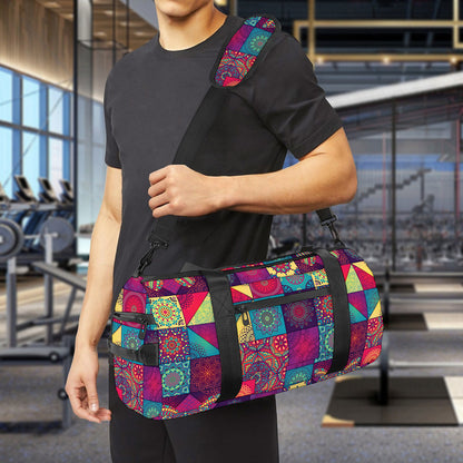 Bohemian Patchwork Pattern Print Gym Bag