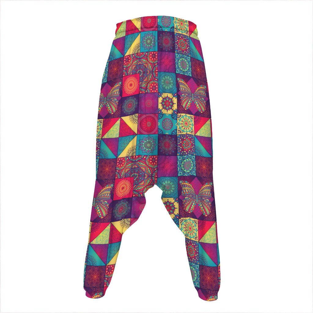 Bohemian Patchwork Pattern Print Hammer Pants