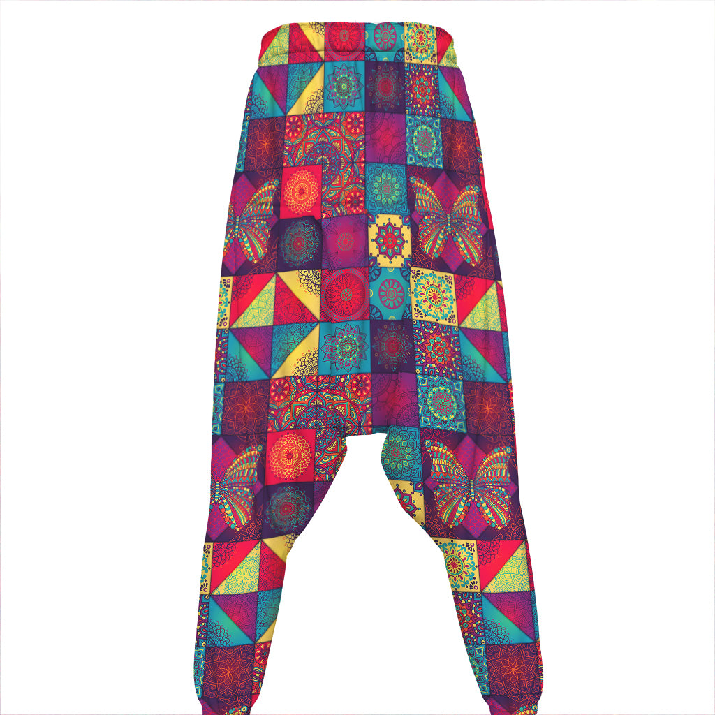 Bohemian Patchwork Pattern Print Hammer Pants