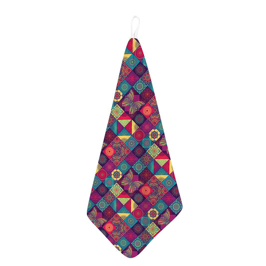 Bohemian Patchwork Pattern Print Hand Towel