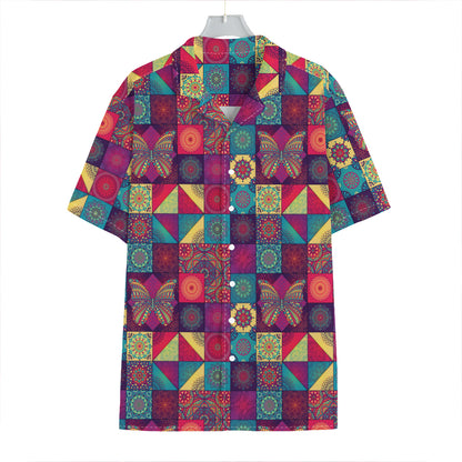Bohemian Patchwork Pattern Print Hawaiian Shirt