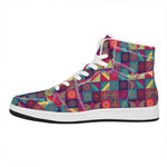 Bohemian Patchwork Pattern Print High Top Leather Sneakers