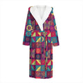 Bohemian Patchwork Pattern Print Hooded Bathrobe