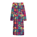 Bohemian Patchwork Pattern Print Hooded Bathrobe