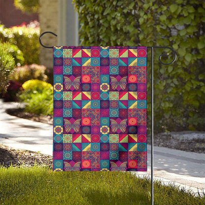 Bohemian Patchwork Pattern Print House Flag