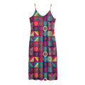 Bohemian Patchwork Pattern Print Jersey Midi Cami Dress