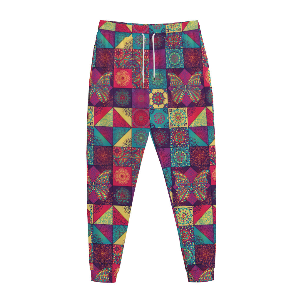 Bohemian Patchwork Pattern Print Jogger Pants