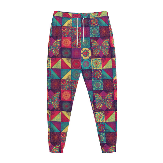 Bohemian Patchwork Pattern Print Jogger Pants