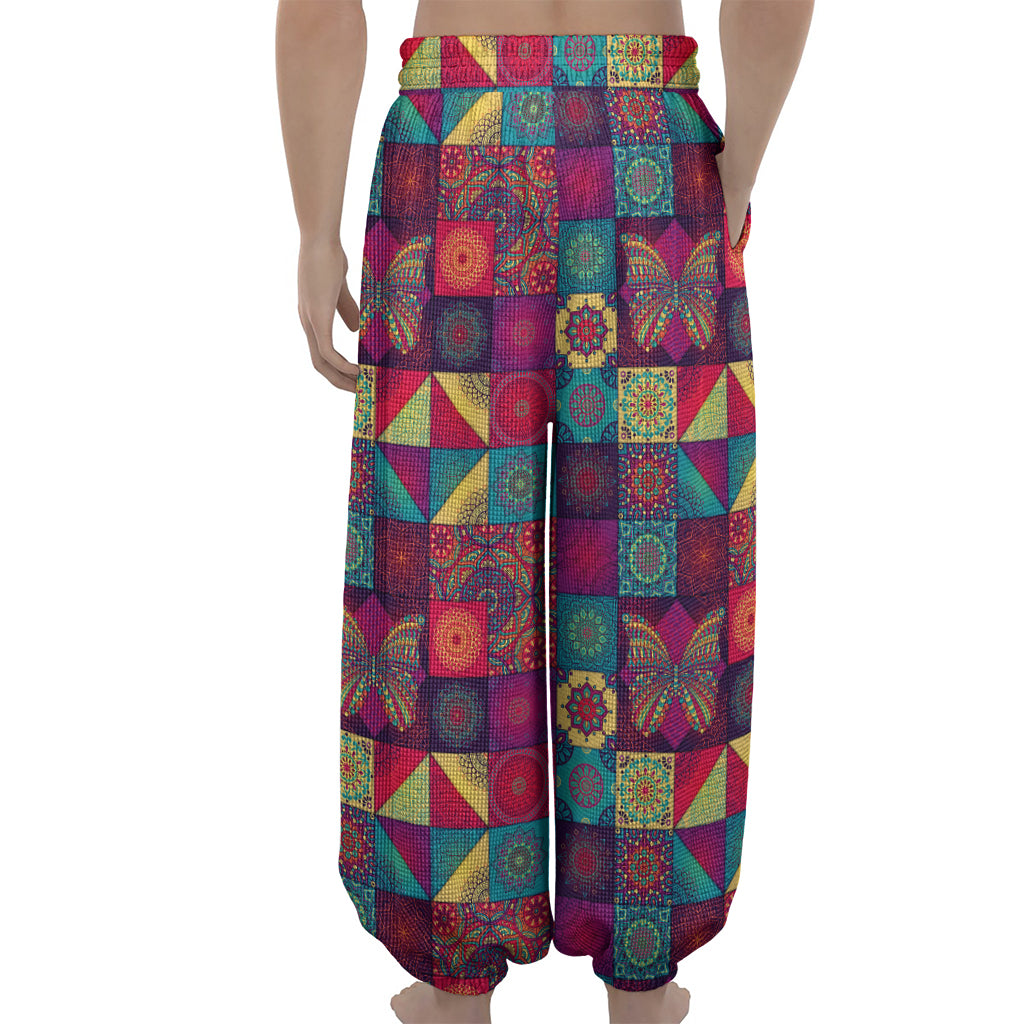 Bohemian Patchwork Pattern Print Lantern Pants