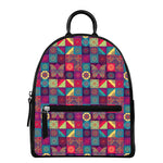 Bohemian Patchwork Pattern Print Leather Backpack