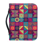 Bohemian Patchwork Pattern Print Leather Bible Cover