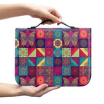 Bohemian Patchwork Pattern Print Leather Bible Cover
