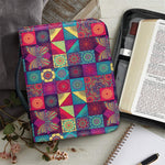 Bohemian Patchwork Pattern Print Leather Bible Cover