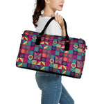 Bohemian Patchwork Pattern Print Leather Duffle Bag