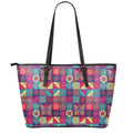 Bohemian Patchwork Pattern Print Leather Tote Bag With Zipper