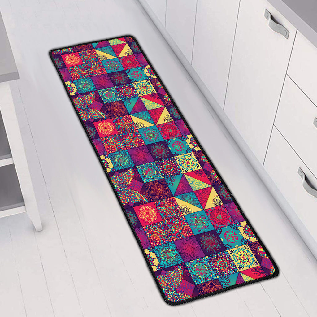 Bohemian Patchwork Pattern Print Long Kitchen Mat