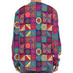 Bohemian Patchwork Pattern Print Long Sleeve Baseball Jersey