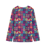 Bohemian Patchwork Pattern Print Long Sleeve Short Coat