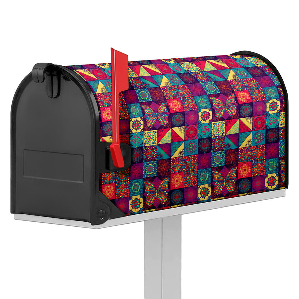 Bohemian Patchwork Pattern Print Mailbox Cover