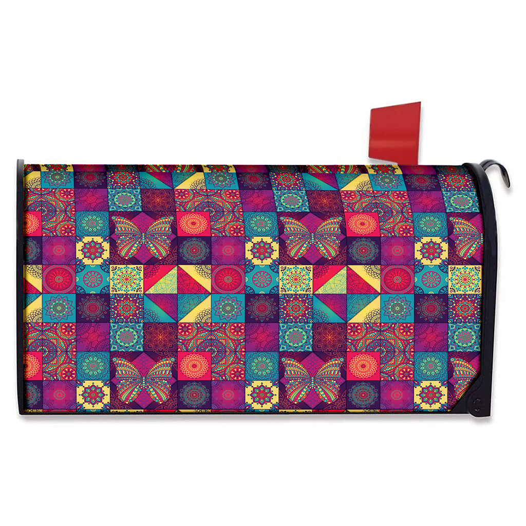 Bohemian Patchwork Pattern Print Mailbox Cover