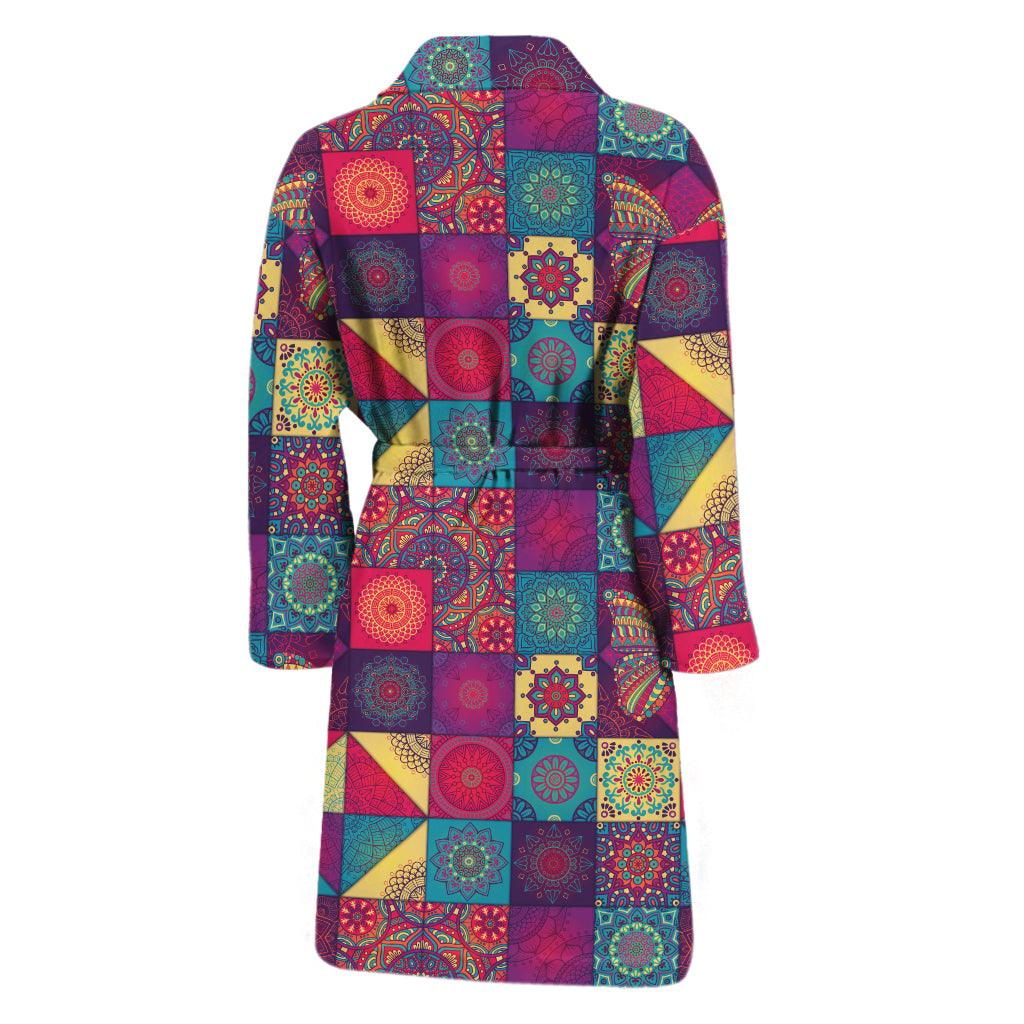 Bohemian Patchwork Pattern Print Men's Bathrobe