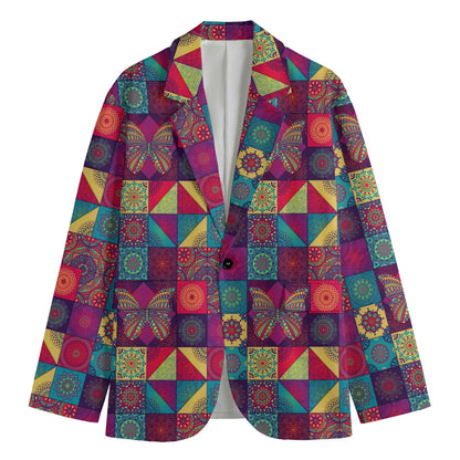 Bohemian Patchwork Pattern Print Men's Blazer
