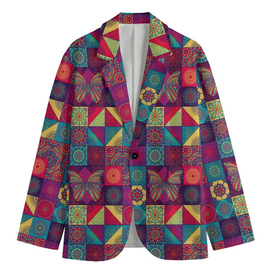 Bohemian Patchwork Pattern Print Men's Blazer