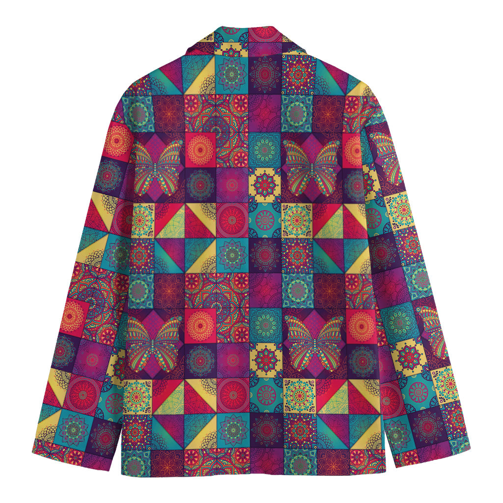 Bohemian Patchwork Pattern Print Men's Blazer