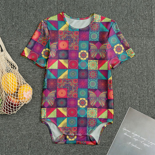 Bohemian Patchwork Pattern Print Men's Bodysuit