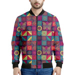Bohemian Patchwork Pattern Print Men's Bomber Jacket