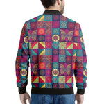 Bohemian Patchwork Pattern Print Men's Bomber Jacket