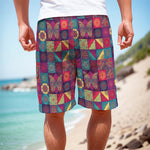 Bohemian Patchwork Pattern Print Men's Cargo Shorts