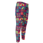 Bohemian Patchwork Pattern Print Men's Compression Pants