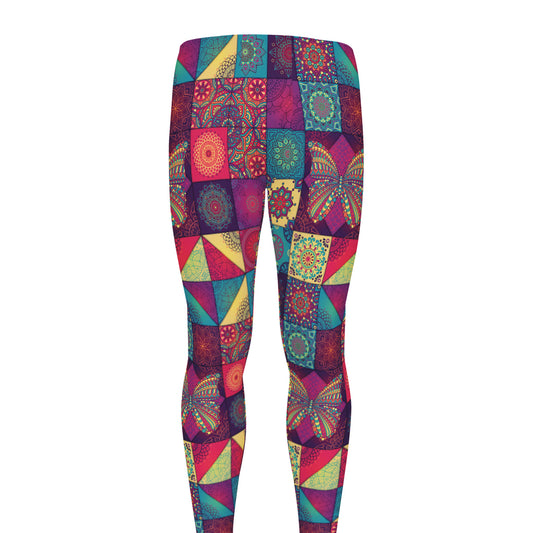 Bohemian Patchwork Pattern Print Men's leggings