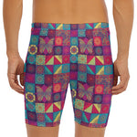 Bohemian Patchwork Pattern Print Men's Long Boxer Briefs