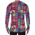 Bohemian Patchwork Pattern Print Men's Long Sleeve T-Shirt