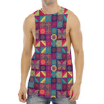 Bohemian Patchwork Pattern Print Men's Muscle Tank Top