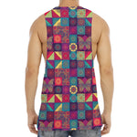 Bohemian Patchwork Pattern Print Men's Muscle Tank Top