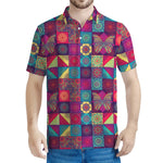 Bohemian Patchwork Pattern Print Men's Polo Shirt