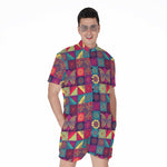 Bohemian Patchwork Pattern Print Men's Rompers