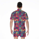 Bohemian Patchwork Pattern Print Men's Rompers