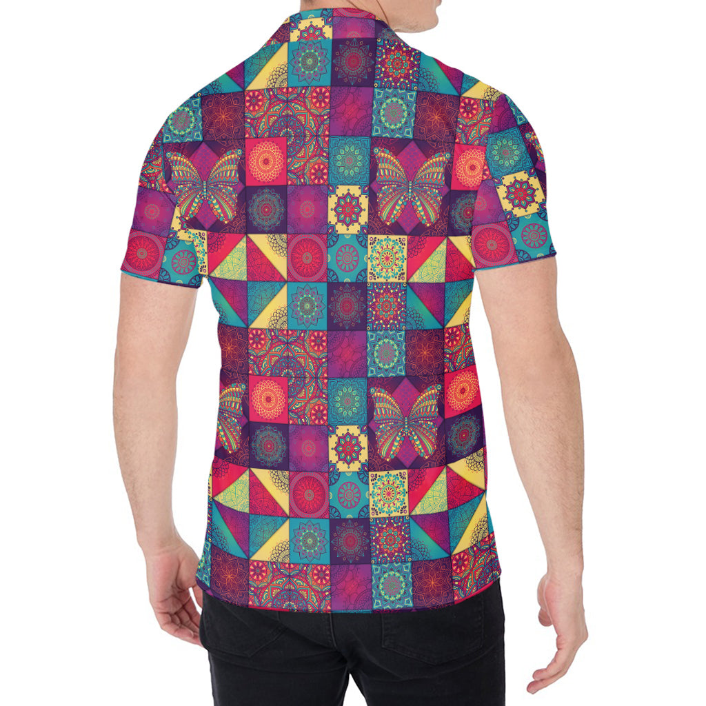 Bohemian Patchwork Pattern Print Men's Shirt