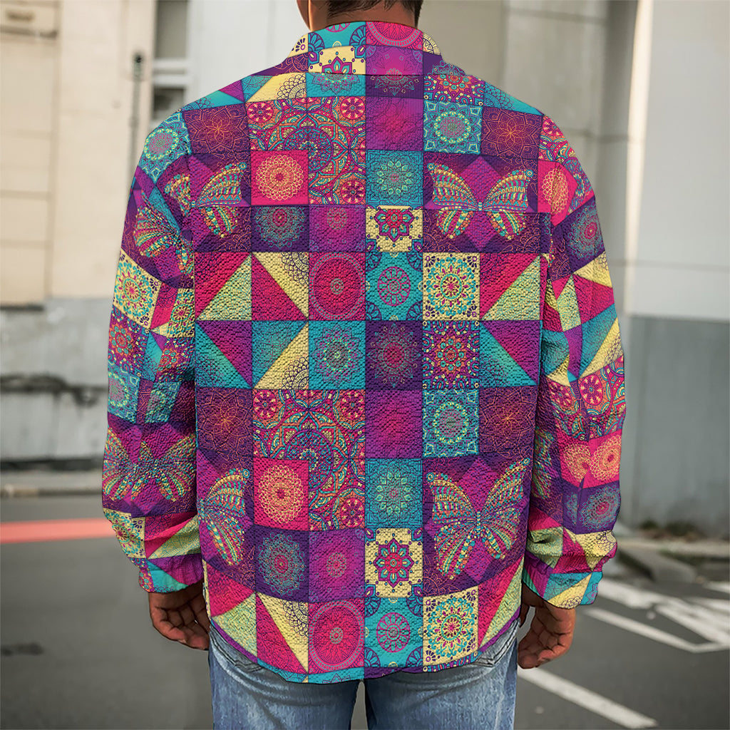 Bohemian Patchwork Pattern Print Men's Shirt Jacket