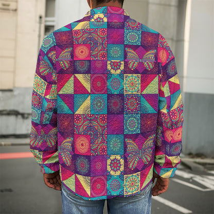 Bohemian Patchwork Pattern Print Men's Shirt Jacket