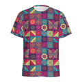 Bohemian Patchwork Pattern Print Men's Athletic T-Shirt
