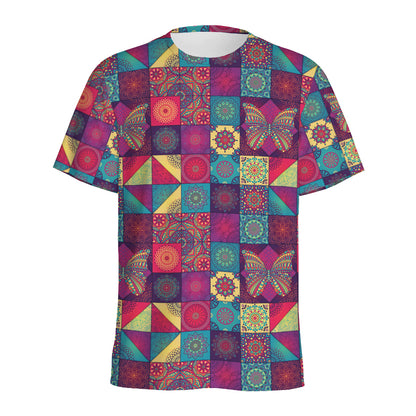 Bohemian Patchwork Pattern Print Men's Sports T-Shirt