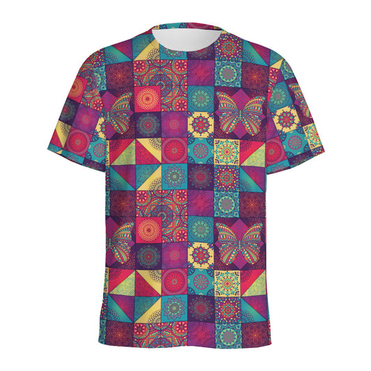 Bohemian Patchwork Pattern Print Men's Sports T-Shirt